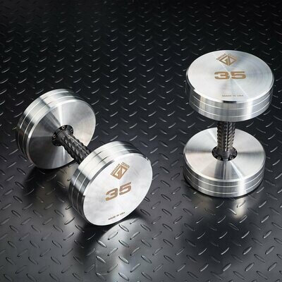 35 pound dumbbells Made in USA Stainless Steel CNC Machined