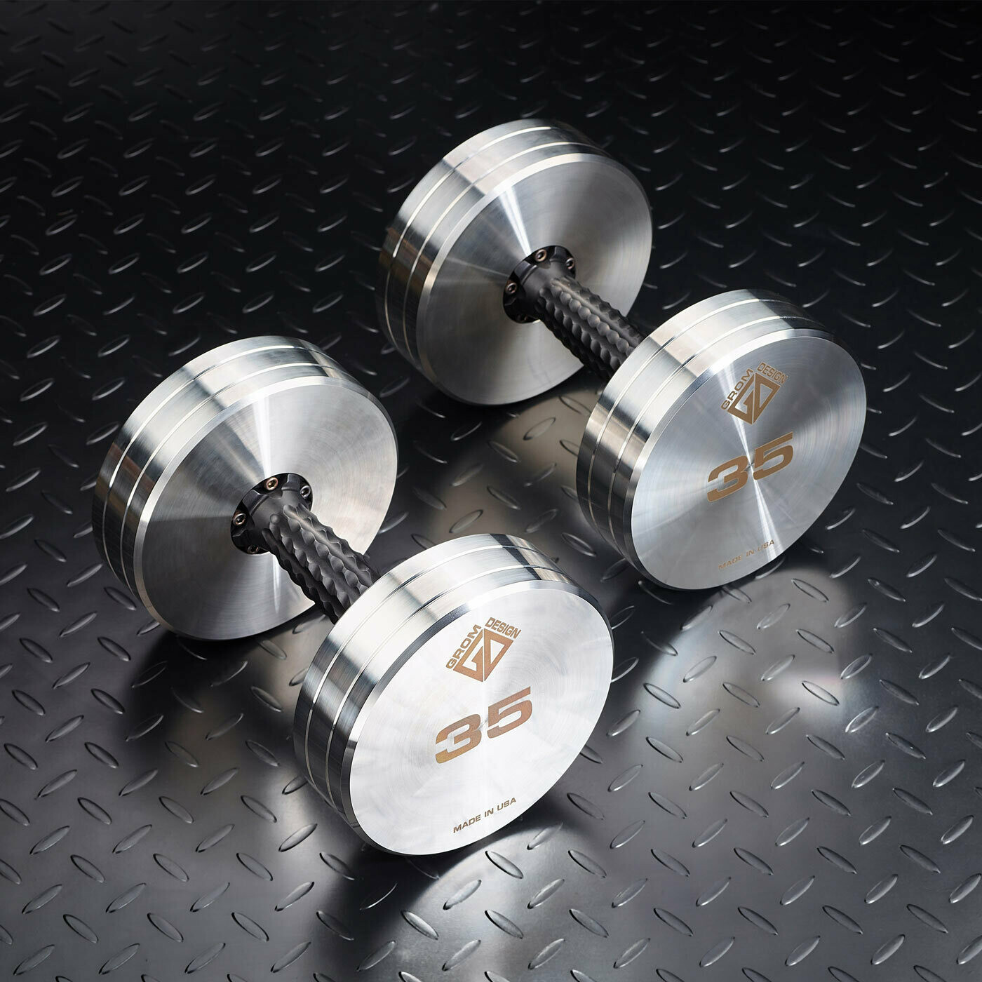 35 pound dumbbells Made in USA Stainless Steel CNC Machined