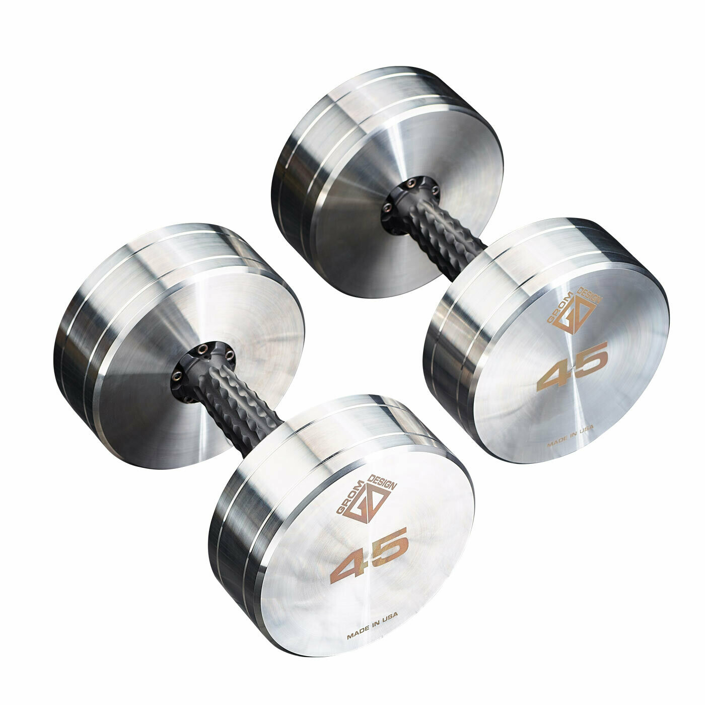45 pound dumbbells Made in USA Stainless Steel CNC Machined