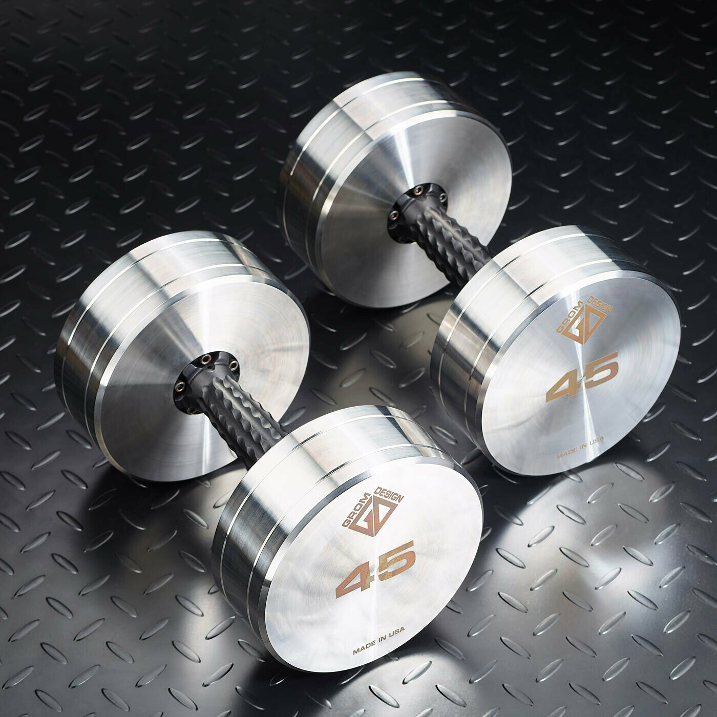 45 pound dumbbells Made in USA Stainless Steel CNC Machined