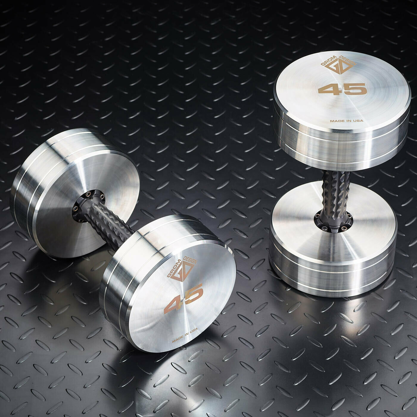 45 pound dumbbells Made in USA Stainless Steel CNC Machined