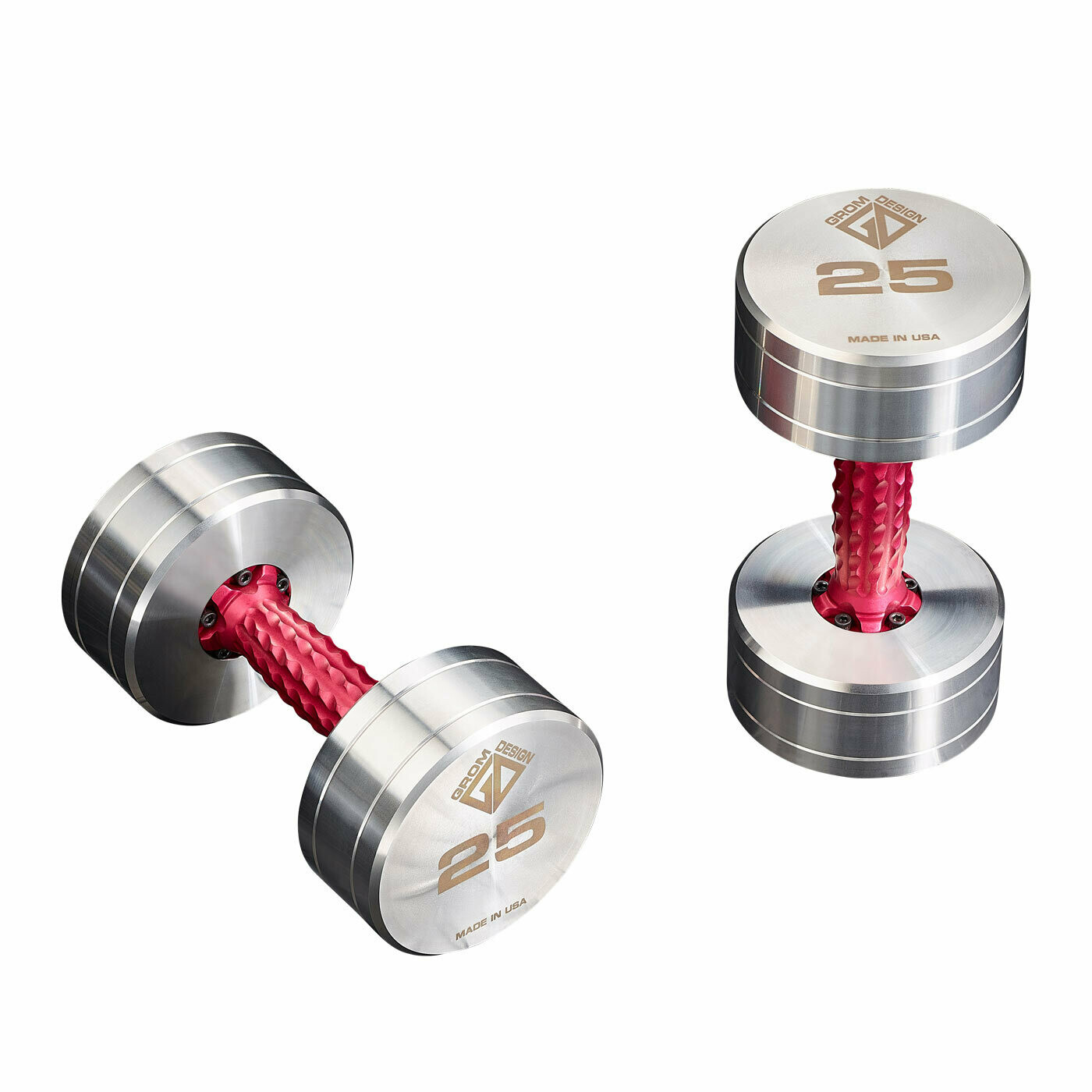 25 R pound dumbbells Made in USA Stainless Steel CNC Machined