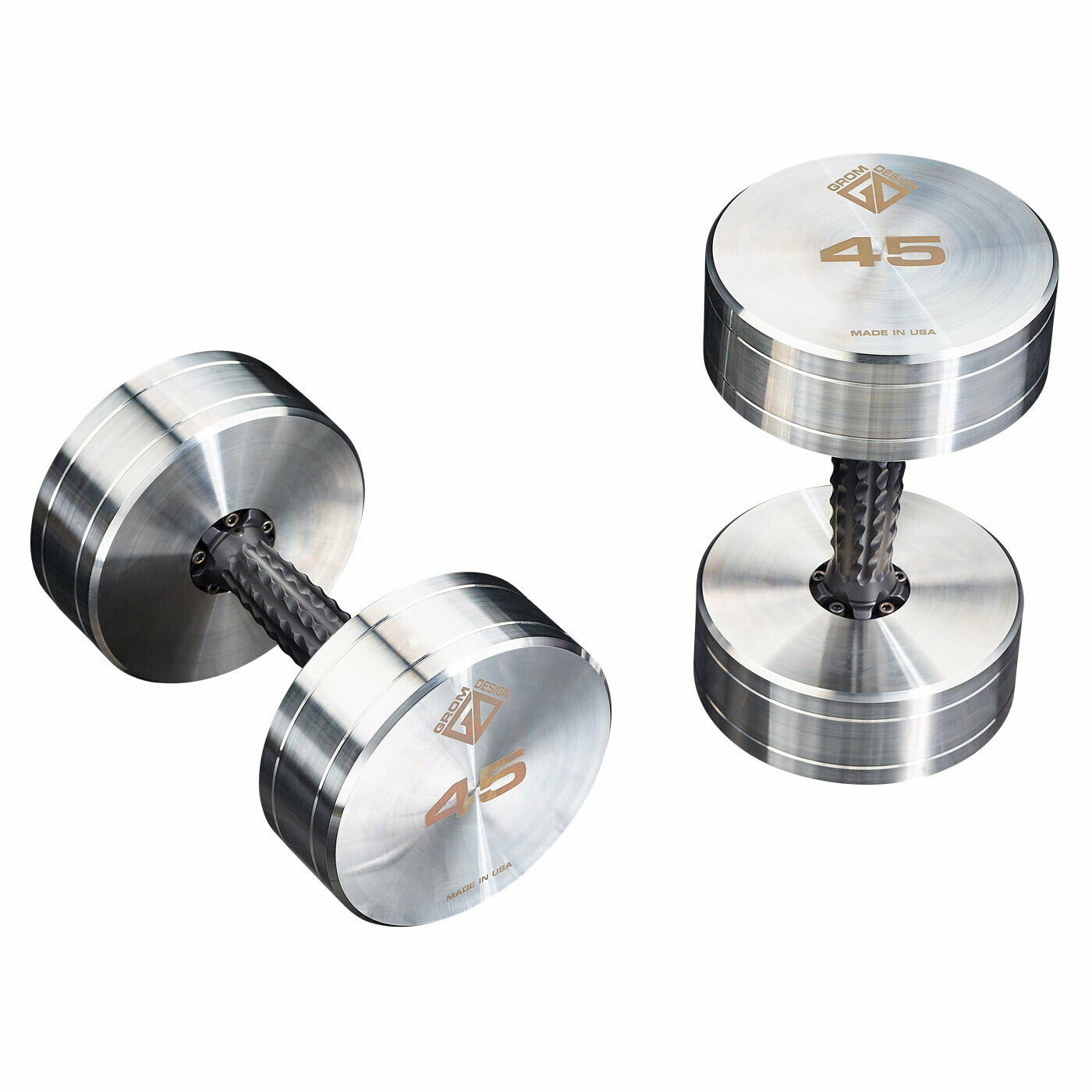 45 pound dumbbells Made in USA Stainless Steel CNC Machined