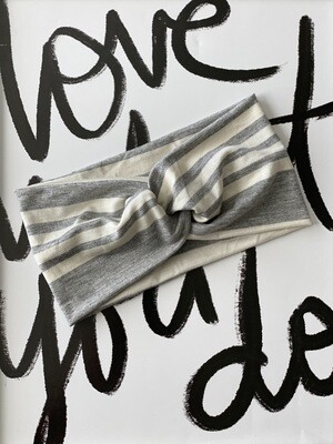 Heather grey and white stripe twist headband Heather grey and white stripe twist headband