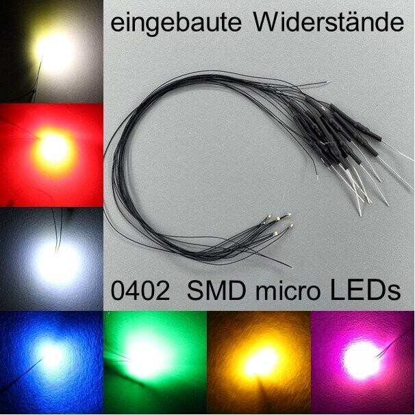 verkabelte micro 0402 SMD LEDs mit Vorwiderstand verkabelte micro 0402 SMD LEDs mit Vorwiderstand