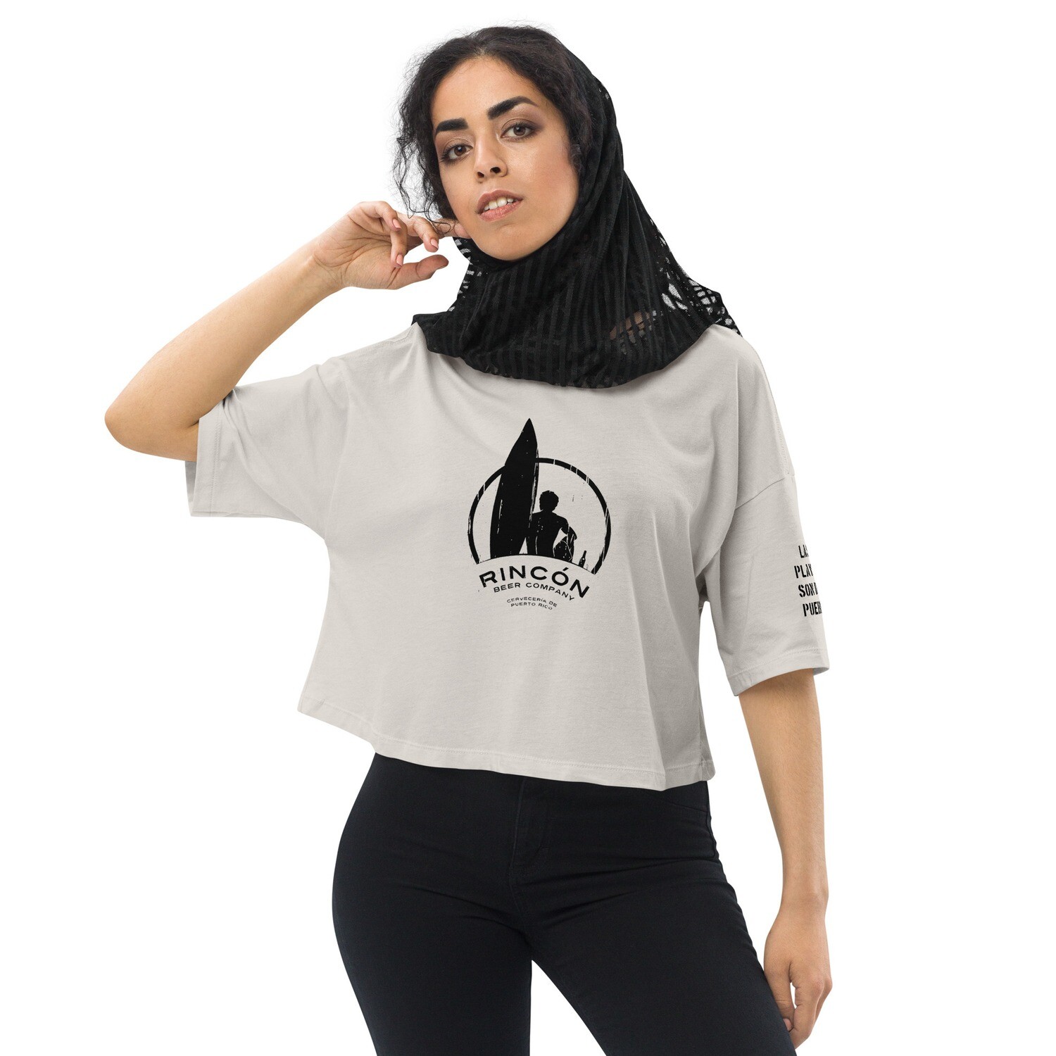 Loose drop shoulder crop top