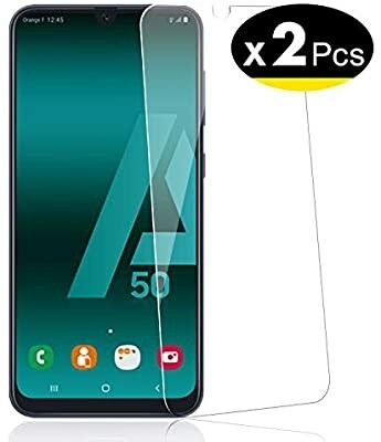 NEW&#39;C 2 Pezzi, Vetro Temperato per Samsung Galaxy A50 (SM-A505F), Pellicola Prottetiva Anti Graffio, Anti-Impronte, Senza Bolle, Durezza 9H, 0,33mm Ultra Trasparente, Ultra Resistente
