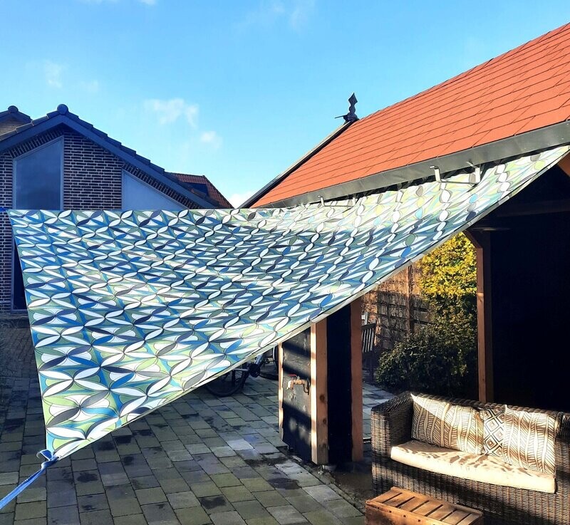 Schaduwdoek / tarp butterfly - olijf groen, grijs, wit
