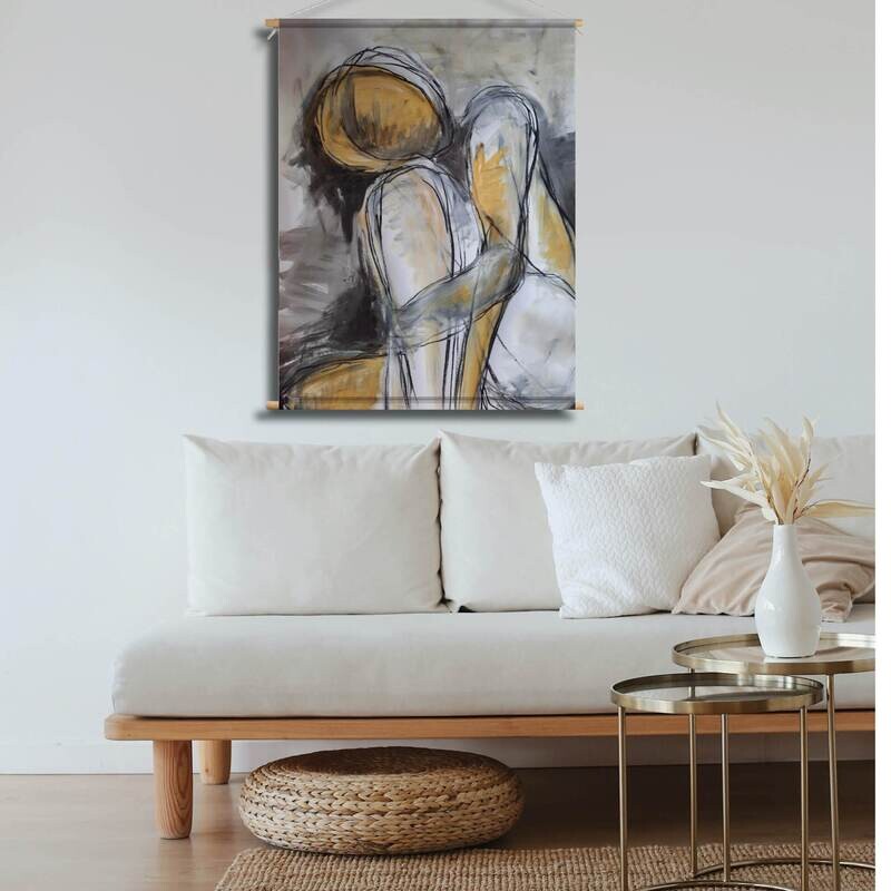 Wanddoek figures 90 x 120 cm