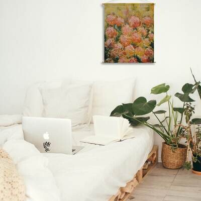 Wanddoek bloemen schilderij 60 x 80 cm