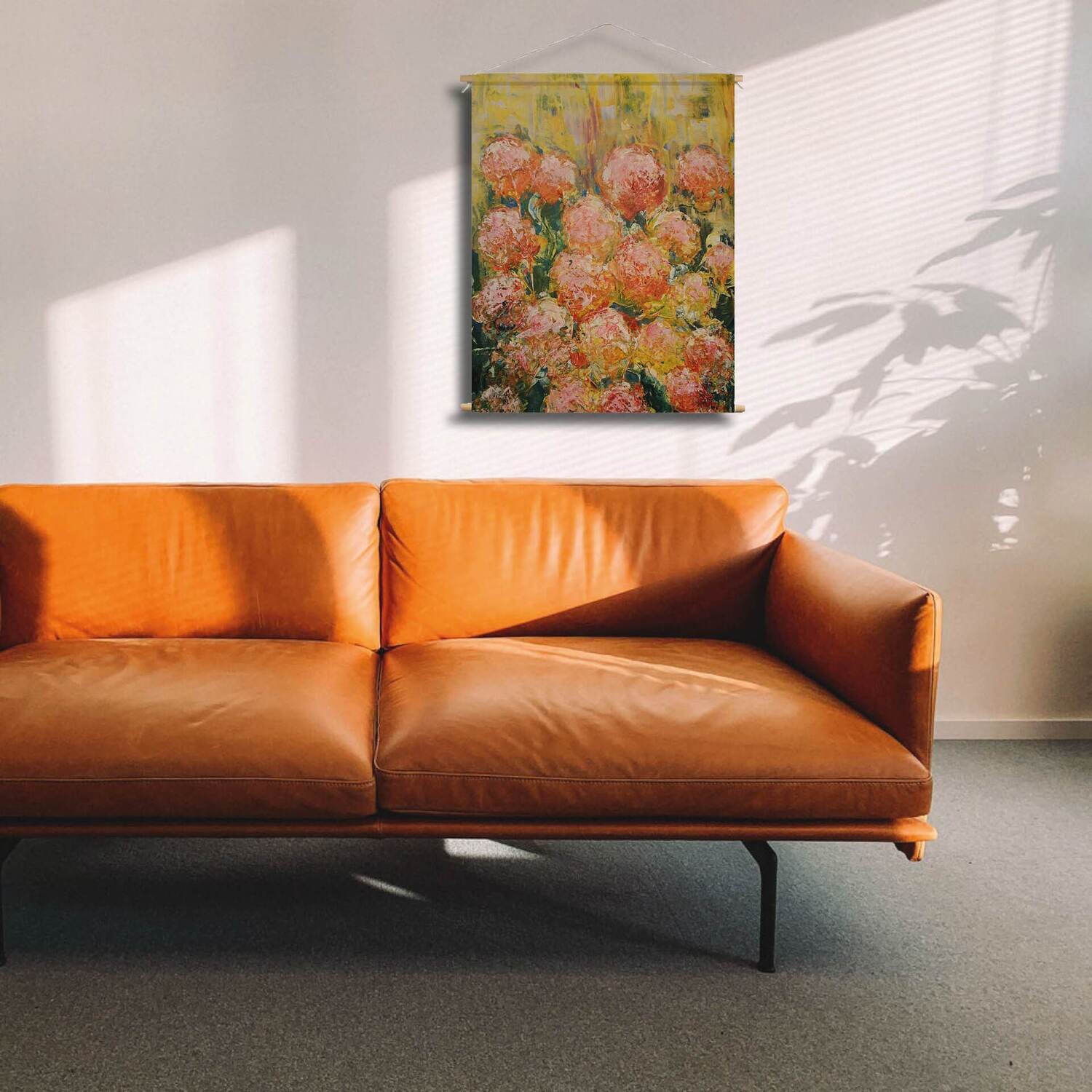 Wanddoek bloemen schilderij 90 x 120 cm