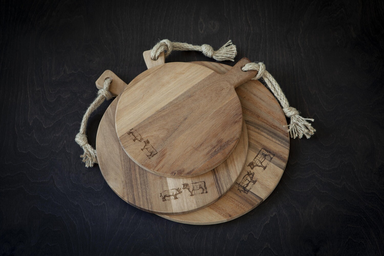 Ronde serveerplank &#39;Rund en Varken&#39;, Afmeting: Diameter 25cm