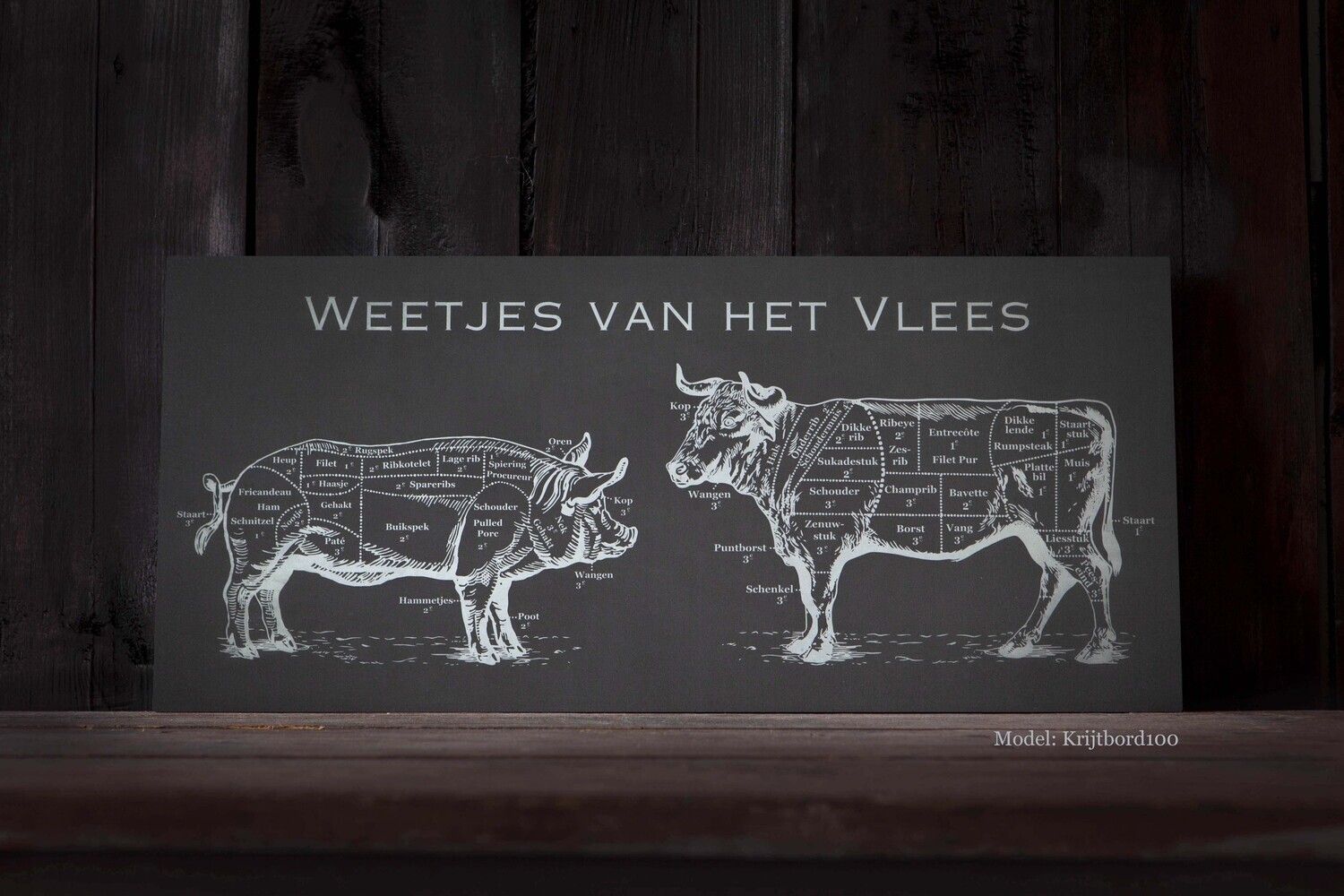 Weetjes van het Vlees Krijtbord &#39;Vlaamse versie&#39;