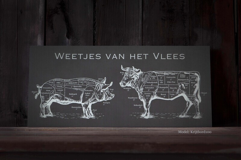 Weetjes van het Vlees Krijtbord 'Vlaamse versie'