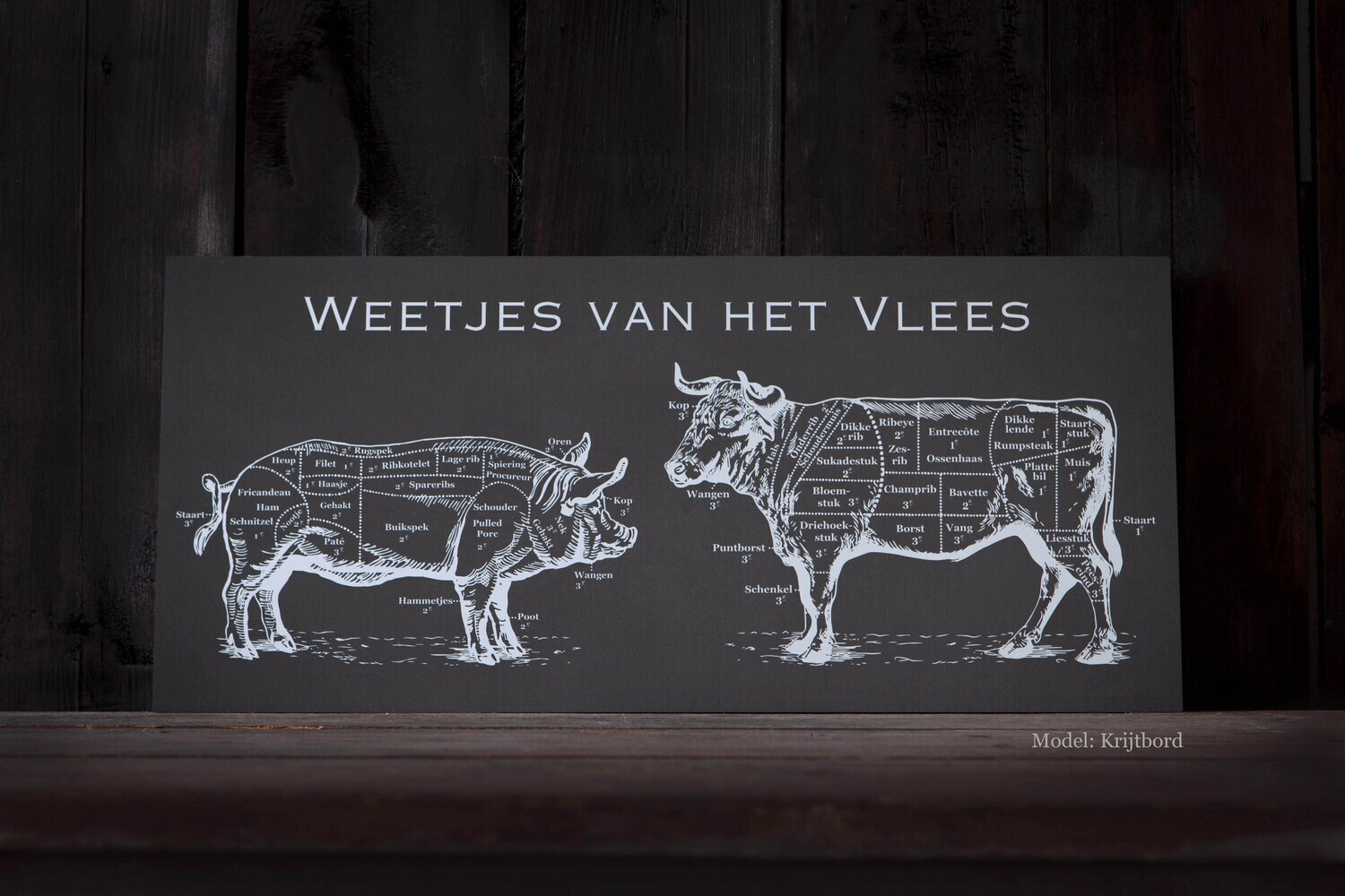 Weetjes van het Vlees Krijtbord 'Hollandse versie'