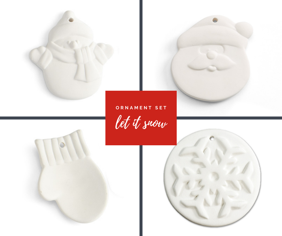 Ornament Set of 4 with Acrylic Paint & Brush