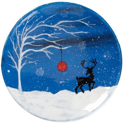 Winter Night Reindeer Dessert Plate with Project Guide & Paint Kit