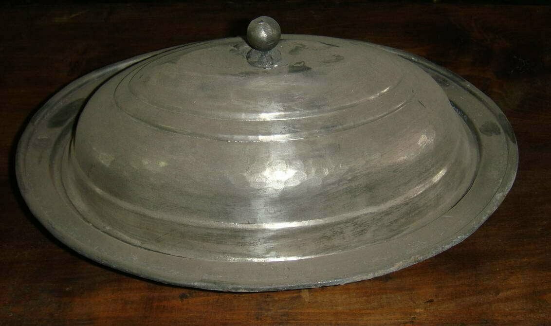 Antique Ottoman Turkish Copper Oval Food Platter with lid 10x24x17cm