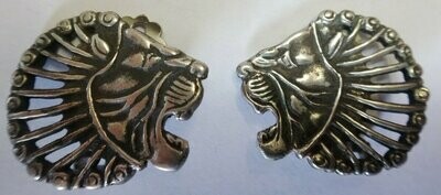 Earring Pair reproduction Persian Lion Sterling Silver 2cm.
