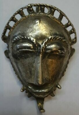 Brooch Baule Mask Reproduction - in heavy hand cast Sterling 925 Silver 6x4cm