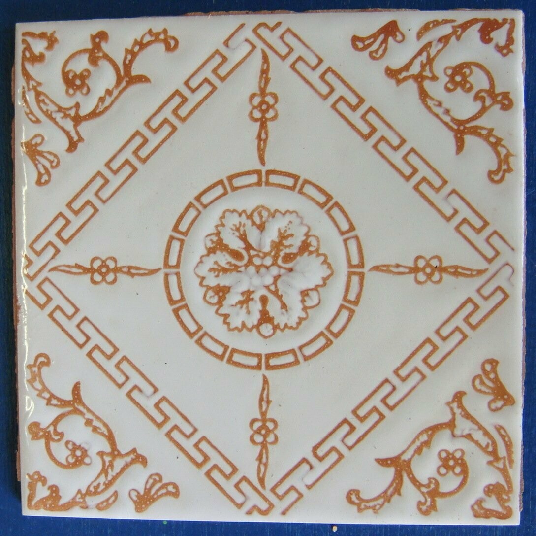 Tile Vintage Glazed English Pilkington "Old Raj" Style 15x15cm