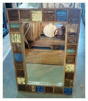 Mirror Frame Carved Teak Wood Block Tiles 102x71x3.