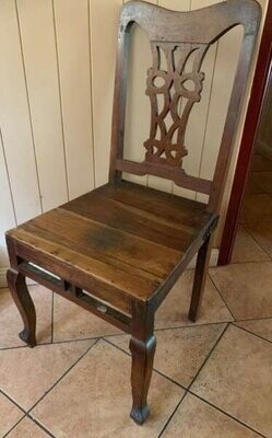 ANTIQUE TEAKWOOD DINING CHAIR SET FOUR matching