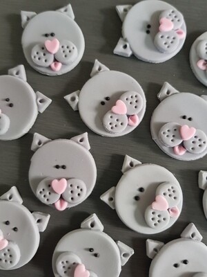 Cat Face (6) Cupcake Toppers - mini