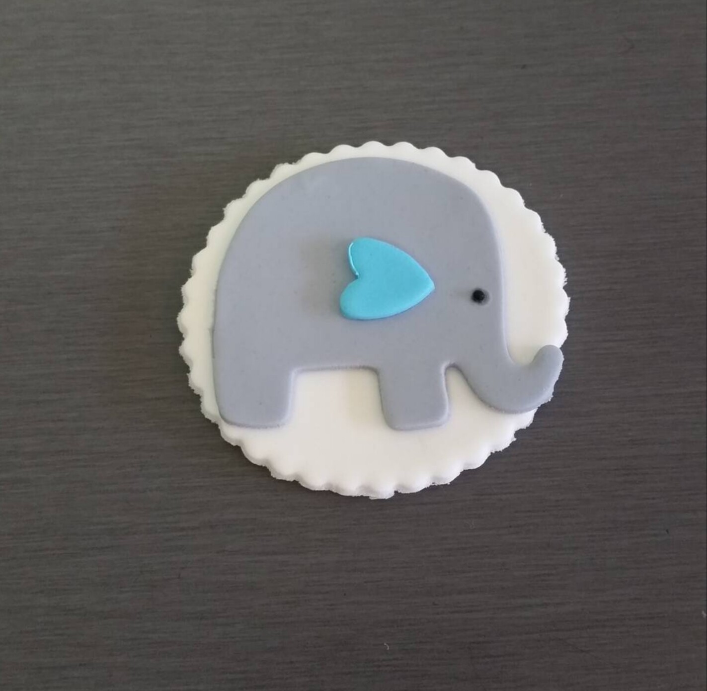 Elephant Cupcake Toppers, Colour Options: Gray with Blue ear