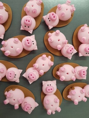 Pig In Mud cupcake and cake topper