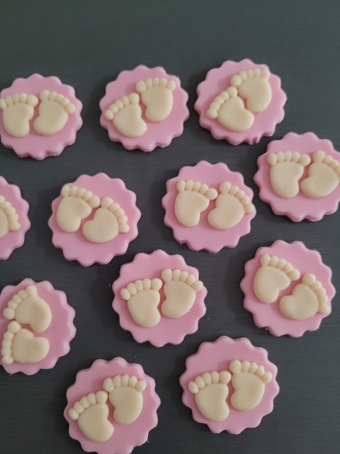 Baby Feet (6) Cupcake toppers - mini, Select Colour: Pink