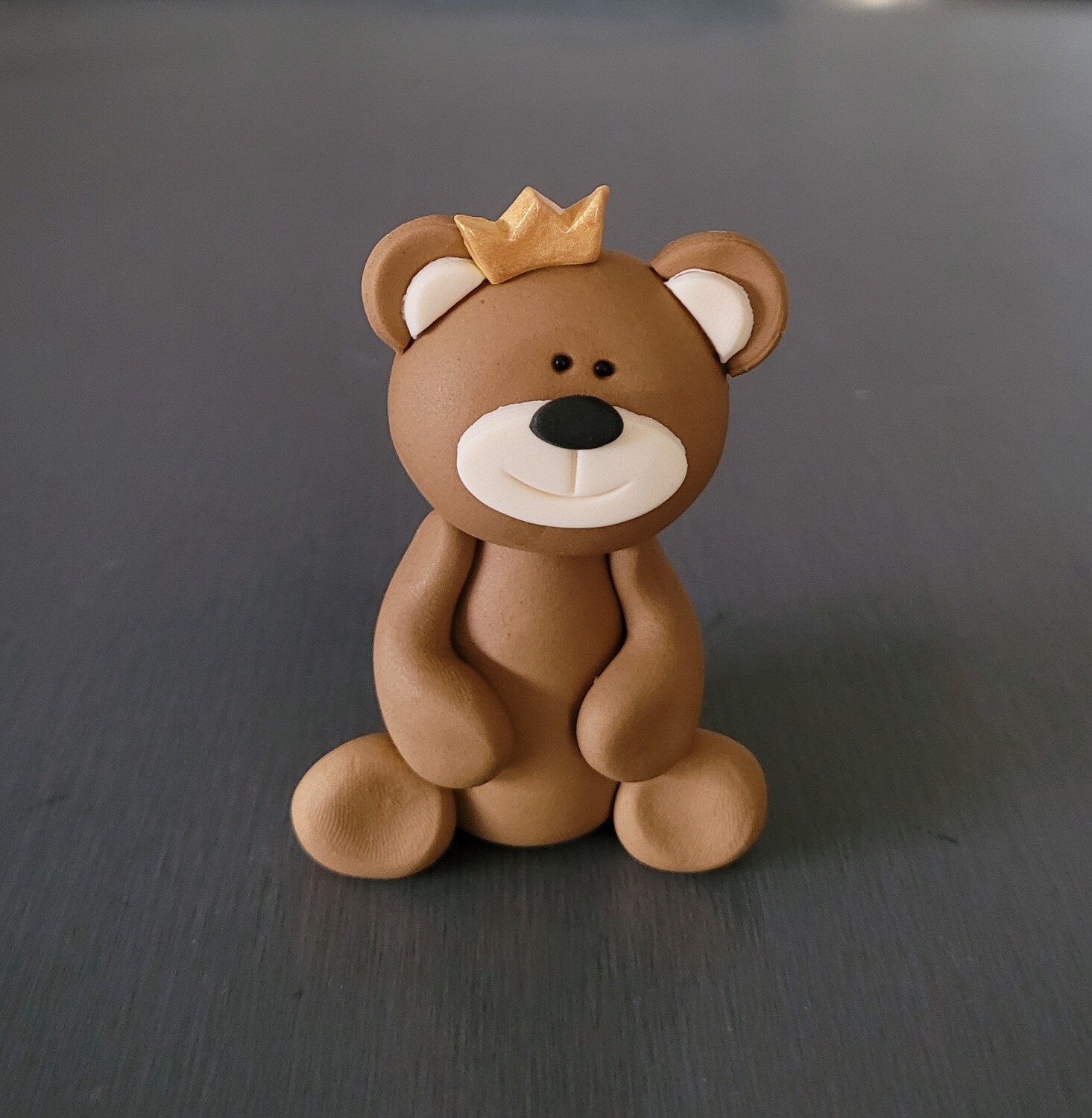 Teddy Cake Topper w.Gold Crown