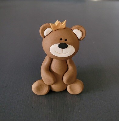 Teddy Cake Topper w.Gold Crown