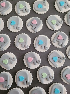 Elephant (6) Cupcake Toppers - Mini