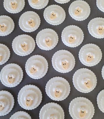 Sheep Ivory Face Cupcake Topper (Standard)