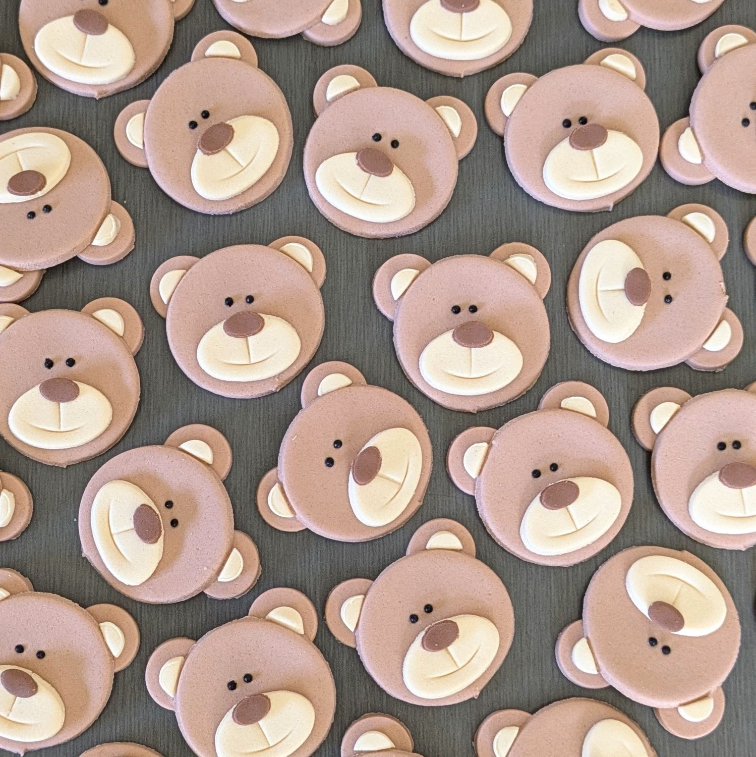 Teddy Bear Face -TAN (6) Cupcake Toppers