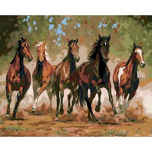 Life Full DIY Paint by Numbers Galloping Horses