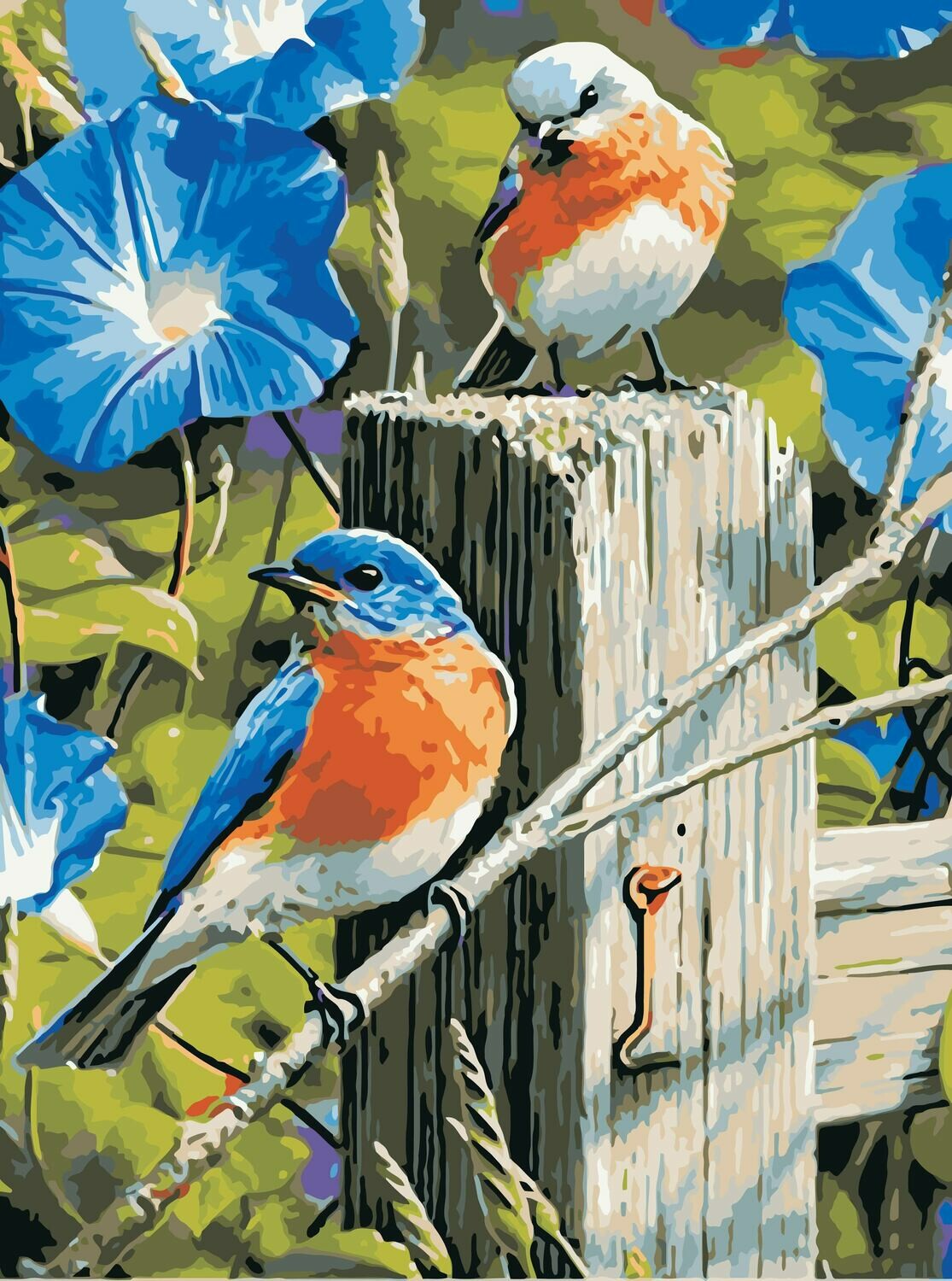 Garden Gate Blue Birds