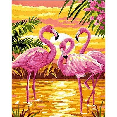 Sunset and Flamingos