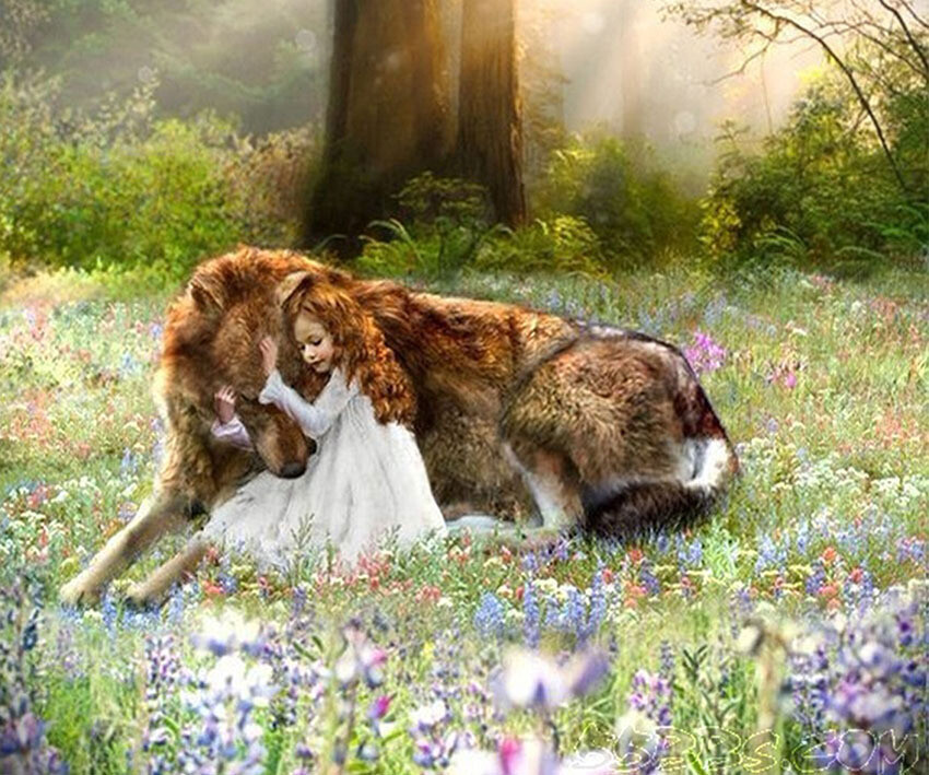 Diamond Painting- Girl and Wolf