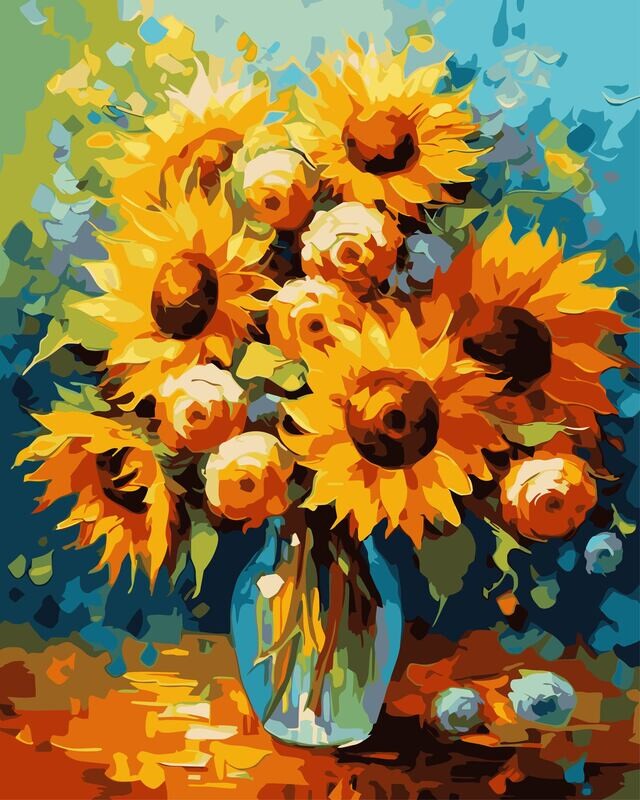 Sunflowers and Roses