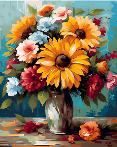 Sunflowers Vibrant Vase