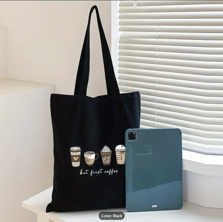 "But First Coffee" Canvas Tote Bag