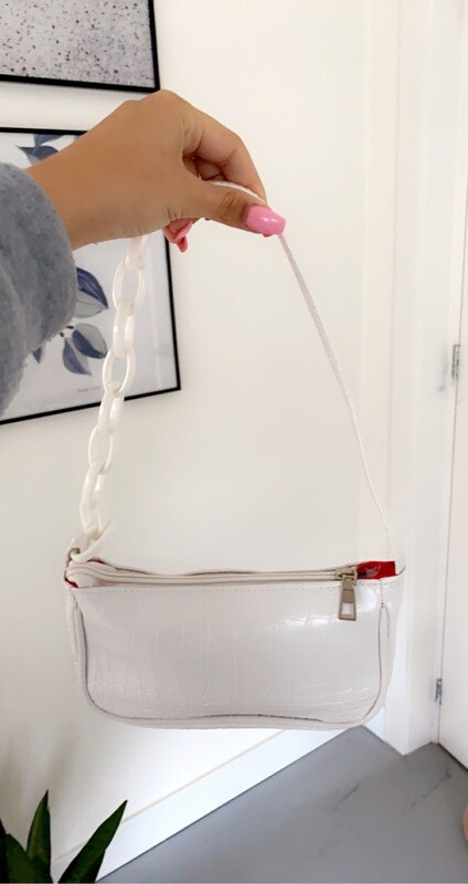 White Baguette Bag