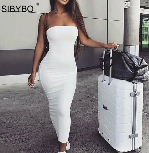 Sibybo Off Shoulder Strapless Sexy Women Dress