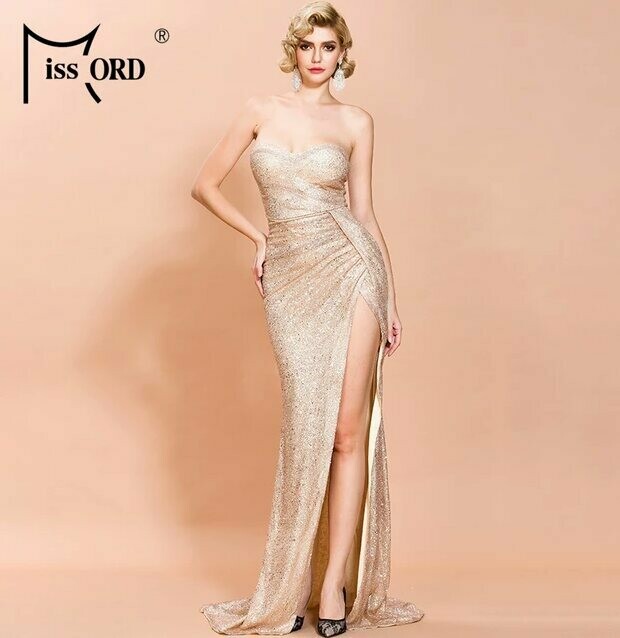 Missord 2020 Women Sexy Slash Neck Off Shoulder Glitter Dresses