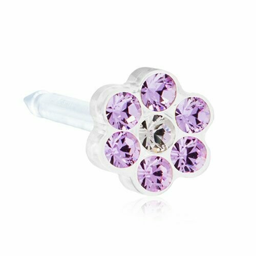 Blomdahl Medical Plastic Daisy Piercing Violet / Crystal  10 Stück Packung steril