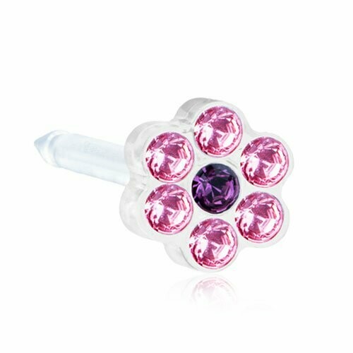 Blomdahl Medical Plastic Daisy Piercing Light Rose / Amethyst 10 Stück Packung steril