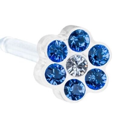 Blomdahl Medical Plastic Daisy Piercing Sapphire / Crystal 10 Stück Packung steril