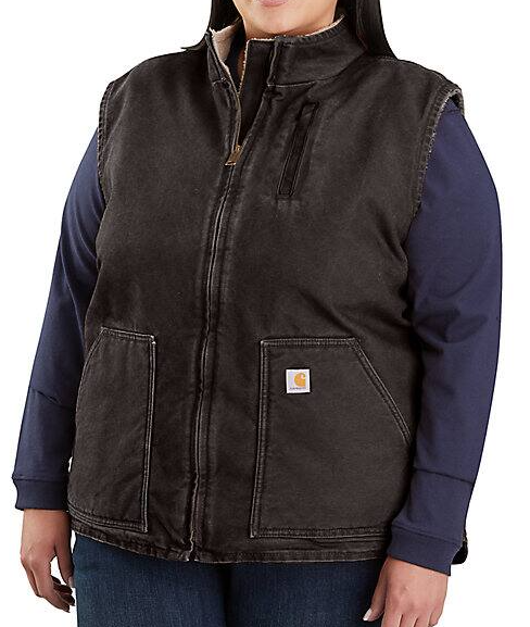Carhartt - WOMEN'S RELAXED FIT WASHED DUCK SHERPA LINED MOCK NECK VEST - XLARGE Carhartt - WOMEN'S RELAXED FIT WASHED DUCK SHERPA LINED MOCK NECK VEST - XLARGE